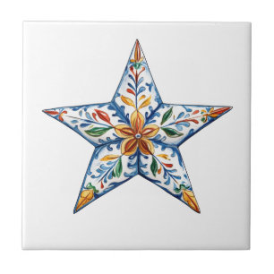 Mexicaanse Talavera Hacienda Style Star Tegel Tegeltje