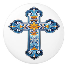 Mexicaanse Talavera Kruis Keramische Knop
