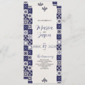 Mexicaanse Talavera Majolica Marine Blauw Wit Huwe Programma (Voorkant / Achterkant)