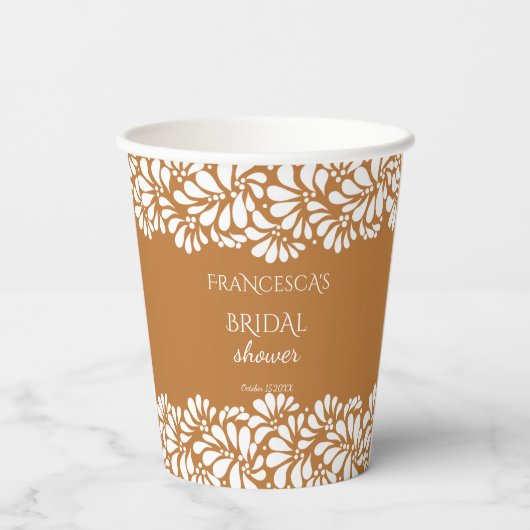 Mexicaanse talavera terracotta vrijgezellenfeest m papieren bekers (Achterkant)