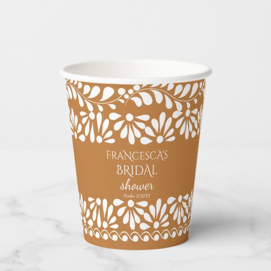 Mexicaanse talavera terracotta vrijgezellenfeest m papieren bekers (Achterkant)