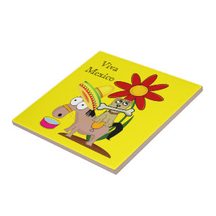 Mexicaanse Tegel Donkey Dog Floral Viva Mexico Tegeltje