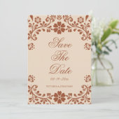 Mexicaanse Terracotta Beige bruiloft Save The Date (Staand voorkant)