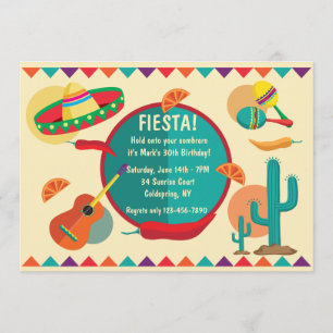 Mexicaanse thema verjaardagsfeestje uitnodiging