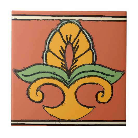 Mexicaanse Tile Style Country Fleur De Lis Tegeltje (Voorkant)