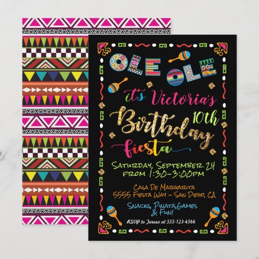Mexicaanse uitnodiging voor de verjaardag van Fies (Voorkant / Achterkant)