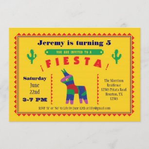 Mexicaanse uitnodiging voor Fiesta Birthday Party