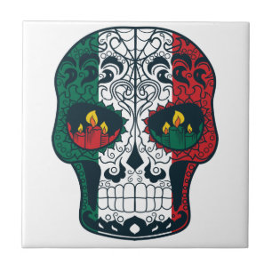 Mexicaanse vlag Colors Day of the Dead Sugar Skull Tegeltje