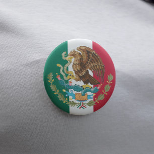 Mexicaanse vlag en wapenstilstand van Mexicaanse B Ronde Button 5,7 Cm