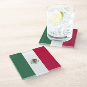 Mexicaanse vlag glazen onderzetter