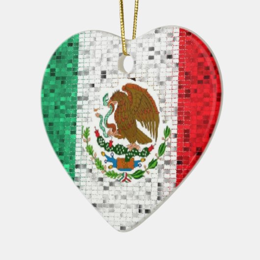 Mexicaanse vlag glitter-versiering keramisch ornament (Links)