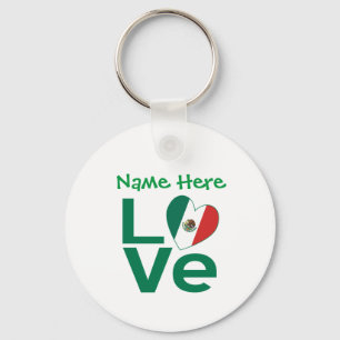 Mexicaanse Vlag Hart Groen LIEFDE Gepersonaliseerd Sleutelhanger