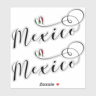 Mexicaanse vlag in het hart, ik hou van Mexico Sticker
