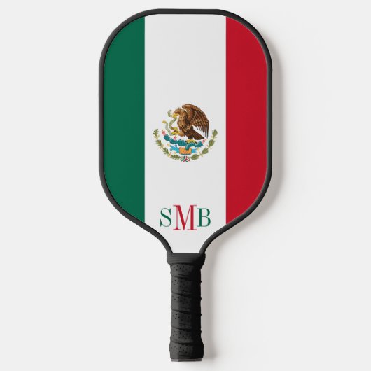 Mexicaanse vlag met gepersonaliseerd monogram pickleball paddle (Voorkant)