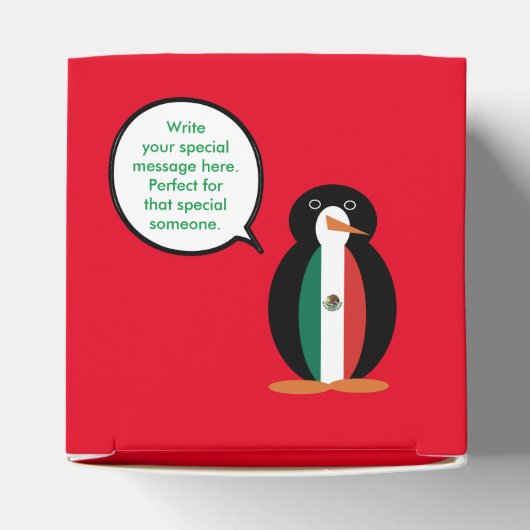 Mexicaanse vlag met mevrouw Penguin Heart Bedankdoosjes (Bovenkant)