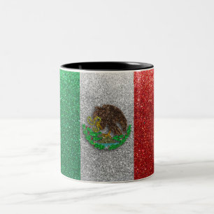 Mexicaanse vlag Mexico Bling Glitter Home Kantoor Tweekleurige Koffiemok