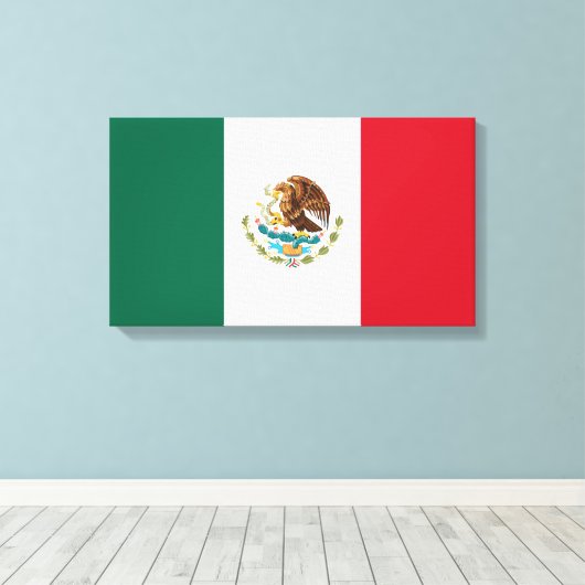 Mexicaanse vlag (Mexico) Canvas Afdruk (Insitu (Houten vloer))