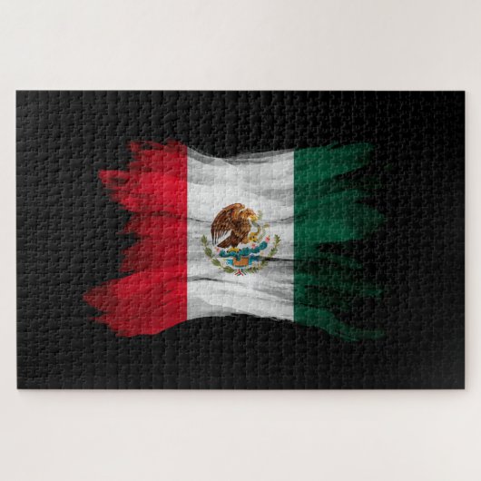 Mexicaanse vlag penseelstreek, nationale vlag legpuzzel (Horizontaal)