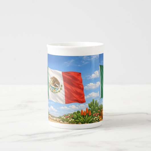 Mexicaanse vlag porselein kop (Voorkant)