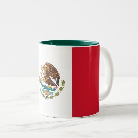 Mexicaanse vlag tweekleurige koffiemok (Voorkant rechts)
