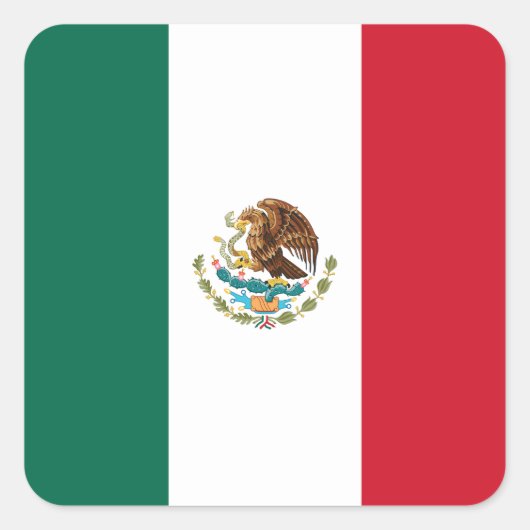 Mexicaanse vlag vierkante sticker (Voorkant)
