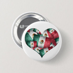 Mexicaanse vlaggen - hartvorm ronde button 5,7 cm