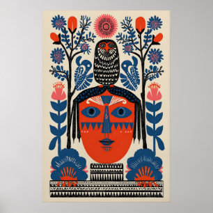 Mexicaanse volks kunst uil print boho stam thuis 1