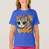 Mexicaanse volkskunst Abstracte kitty cat geperson T-shirt (Voorkant)