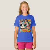 Mexicaanse volkskunst Abstracte kitty cat geperson T-shirt (Voorkant volledig)
