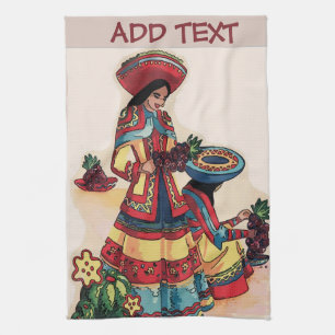 Mexicaanse vrouwelijke muuraan theedoek