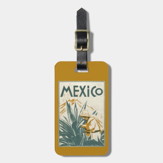 Mexicaanse vulkaanillustratie Bagagelabel (Voorkant verticaal)