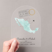 Mexicaanse Waterverf Map | Cabo | Bestemmingswedde Acryl Uitnodigingen (Insitu (Draagbaar))