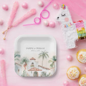 Mexicaanse Waterverf Palm Tree Destination Wedding Papieren Bordje (Feest)