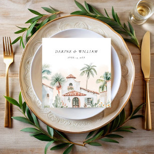 Mexicaanse Waterverf Palm Tree Destination Wedding Servet