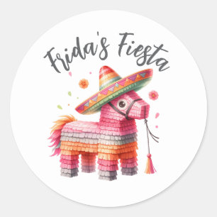 Mexicaanse Waterverf Piñata Sombrero Aangepaste na Ronde Sticker