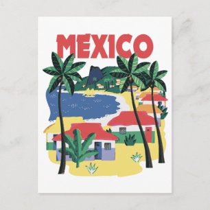 Mexicaanse wijnoogstreis met strandscène briefkaart