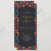 Mexicaanse Zwarte Bloemen Traditionele Folk Art br Programma (Voorkant / Achterkant)