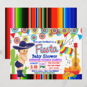 Mexicaine Fiesta Baby Shower Invitations Baby Boy (Devant / Derrière)