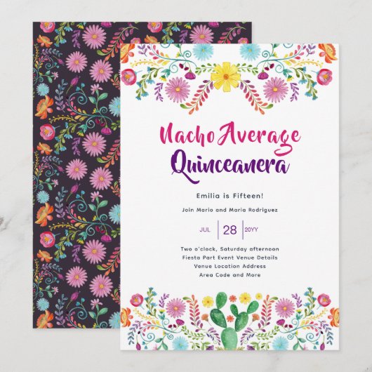 Mexicaine FIESTA Bridal Shower Invitation Folk Art (Devant / Derrière)