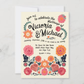 Mexicaine Fiesta Folkart Floral invitations de mar (Devant)