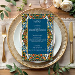 mexicaine Talavera menu de mariage turquoise<br><div class="desc">mexicaine Talavera terracotta turquoise coloré élégant menu de mariage cartes,  carte menu mariage,  décoration de réception de mariage personnalisée menu mariage,  carte mariage de talavera coloré carte carte turquoise</div>
