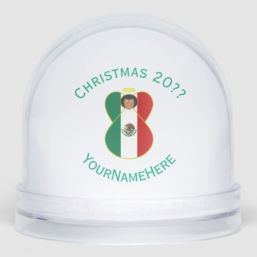 Mexican Angel Christmas Flag Personalized Sneeuwbol (Voorkant)