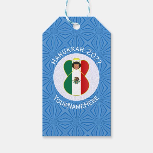 Mexican Angel Hanukkah Flag Personalized  Cadeaulabel (Voorkant)