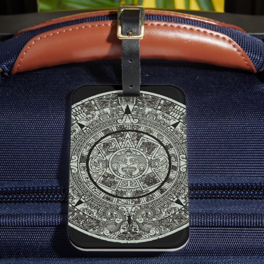 Mexican Aztec Sun Stone Mayan Calendar 1 Bagagelabel (Voorkant Insitu 2)