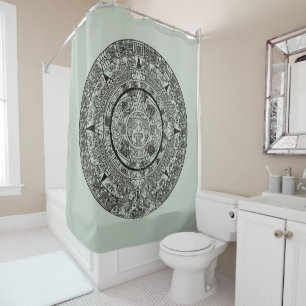 Mexican Aztec Sun Stone Mayan Calendar 1 Douchegordijn