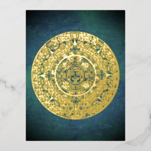 Mexican Aztec Sun Stone Mayan Calendar 1 Folie Feestdagen Briefkaart
