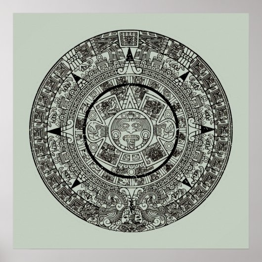 Mexican Aztec Sun Stone Mayan Calendar 1 Poster (Voorkant)