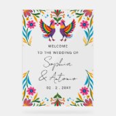Mexican Birds Otomi Floral Fiesta Welcome Sign (Recto)