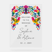 Mexican Birds Otomi Floral Fiesta Welcome Sign Acryl Bord (Voorkant)