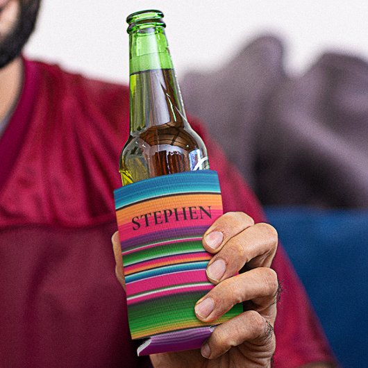 Mexican Blanket Fiesta Stripes Colorful Custom Blikjeskoeler